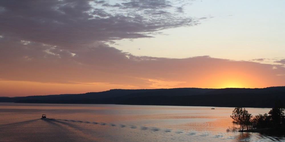 Sunset over Greers Ferry Lake from the Highway 16 bridge
